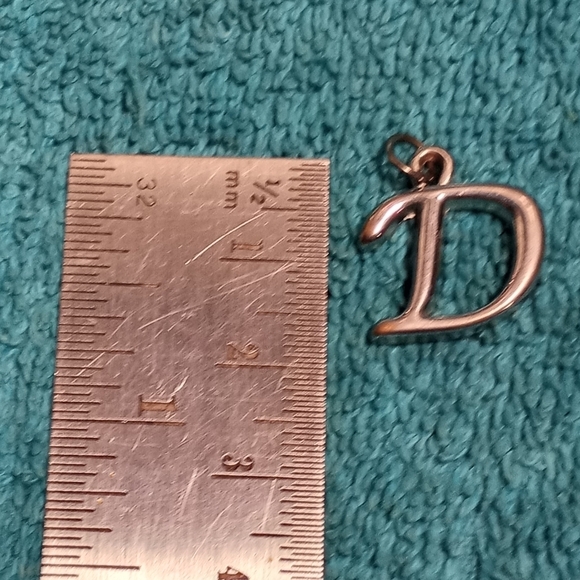 Silvertone Letter D Pendant Charm Vintage - Picture 2 of 4
